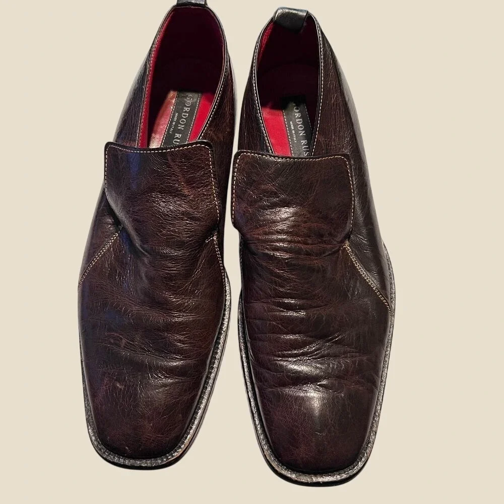 Gordon Rush Loafers Mens 10.5 Brown Leather Italy Square Toe Slip On Dress Shoe Gordon Rush Loafers Mens 10.5 Brown Leather Italy Square Toe  main image 4
